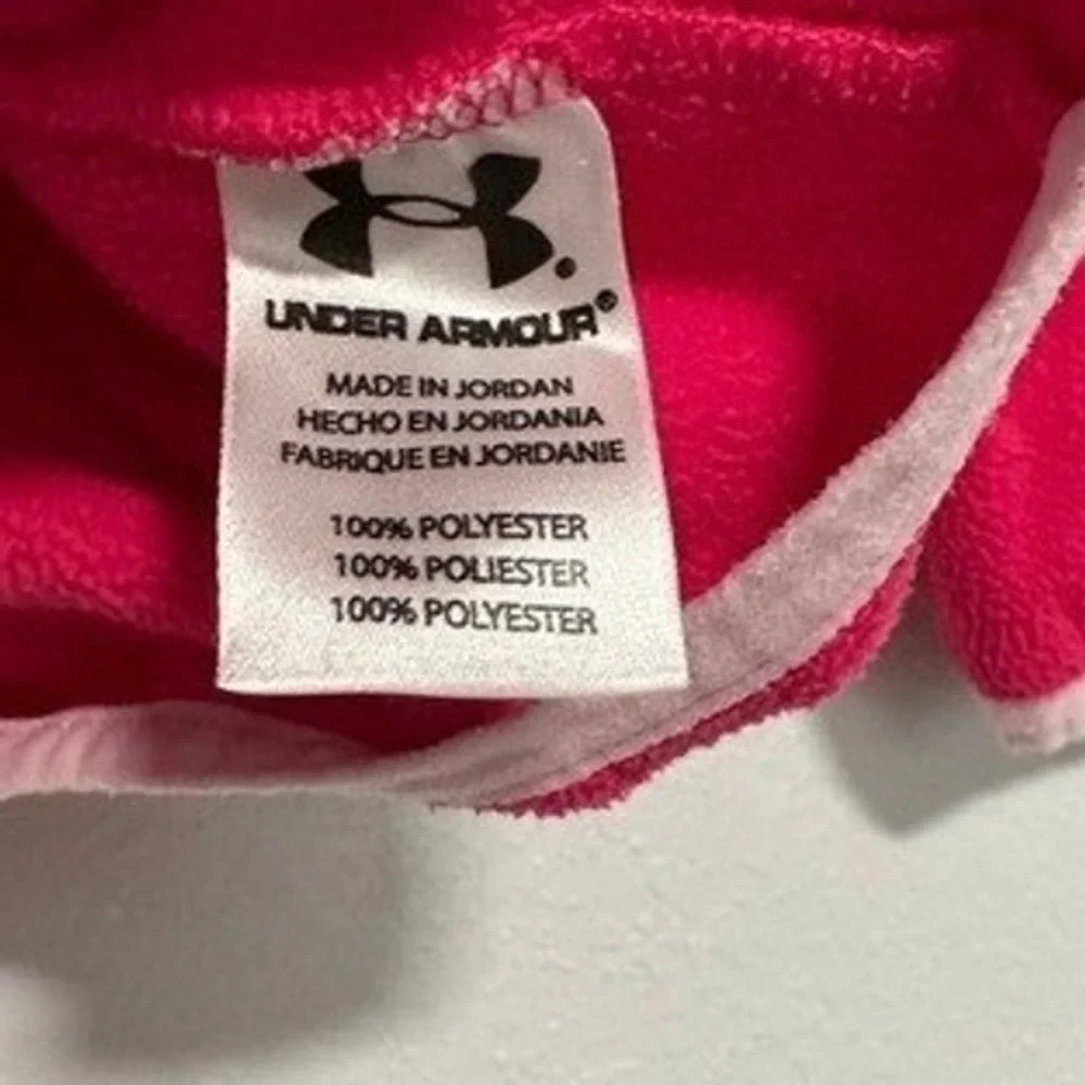 Under Armour Kids Fleece Jacket Pink Red Full Zip Athletic Cold Gear Size XS
